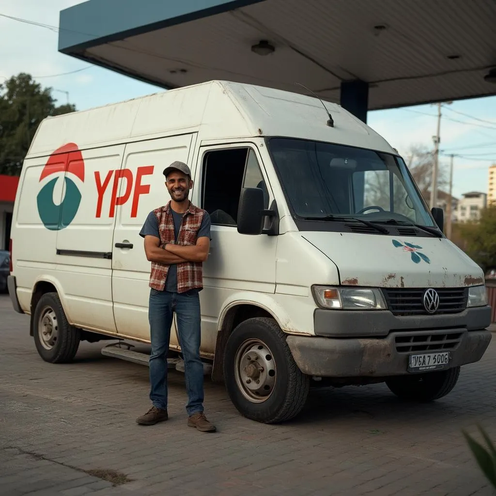 Emprendedor junto a su furgoneta